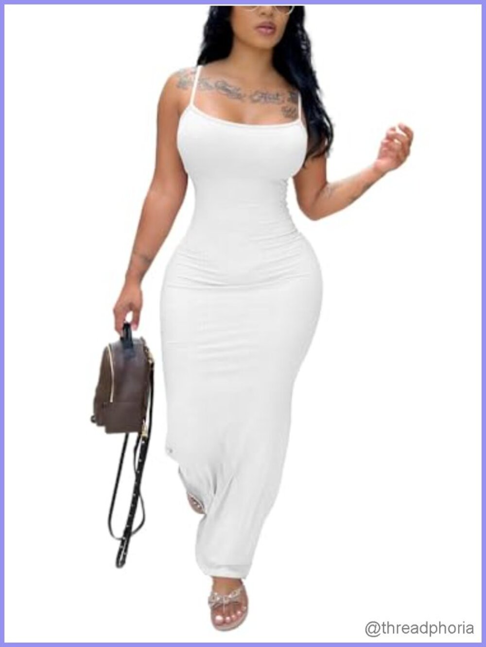 Women's Ribbed Bodycon Maxi Dress Sleeveless Backless Casual Summer